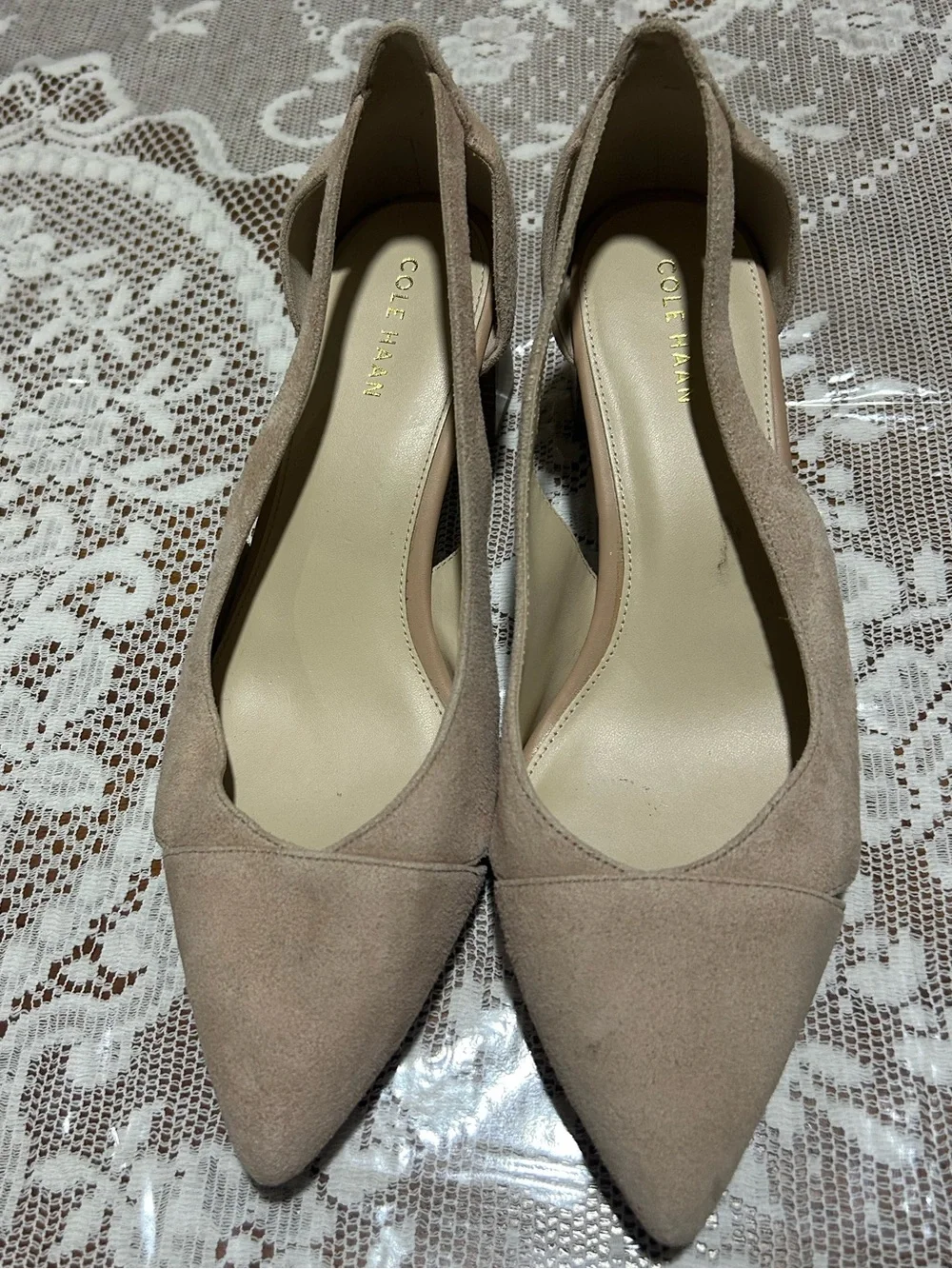 Cole Haan Taupe Suede Pointed-Toe Slingback Flats size 8